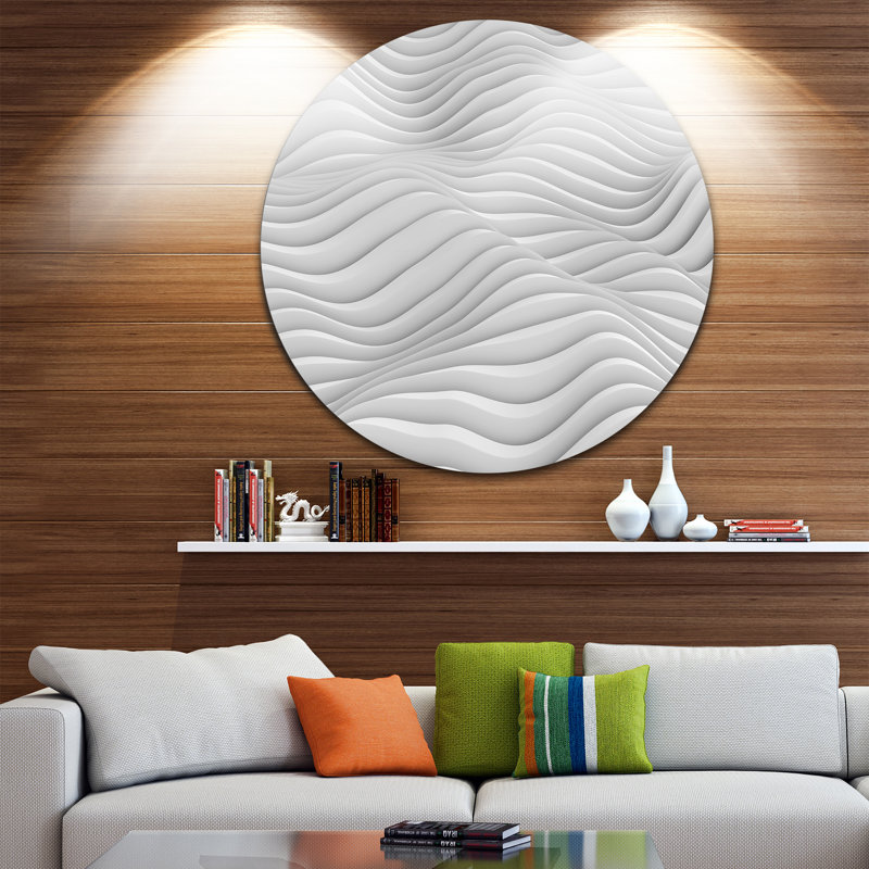 'Fractal Rippled White 3D Waves' Graphic Art Print on Metal, 23" H x 23" W x 1" D