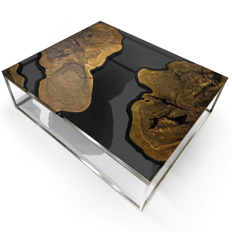 Table basse à cadre Mesthra, Noir fumé