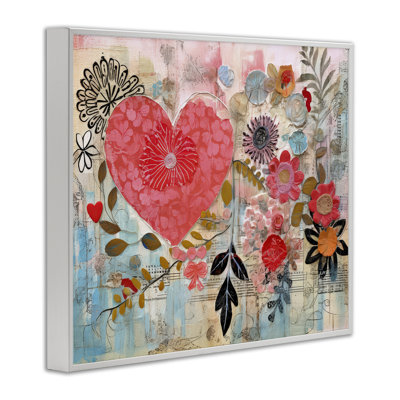 «Playful Heart & Flowers», art de la giclée encadrée par LSR Design Studio