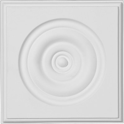 Endurathane Traditional Bullseye Plinth Block, 5 3/4"W x 5 3/4"H x 1 1/8"P, Factory Primed