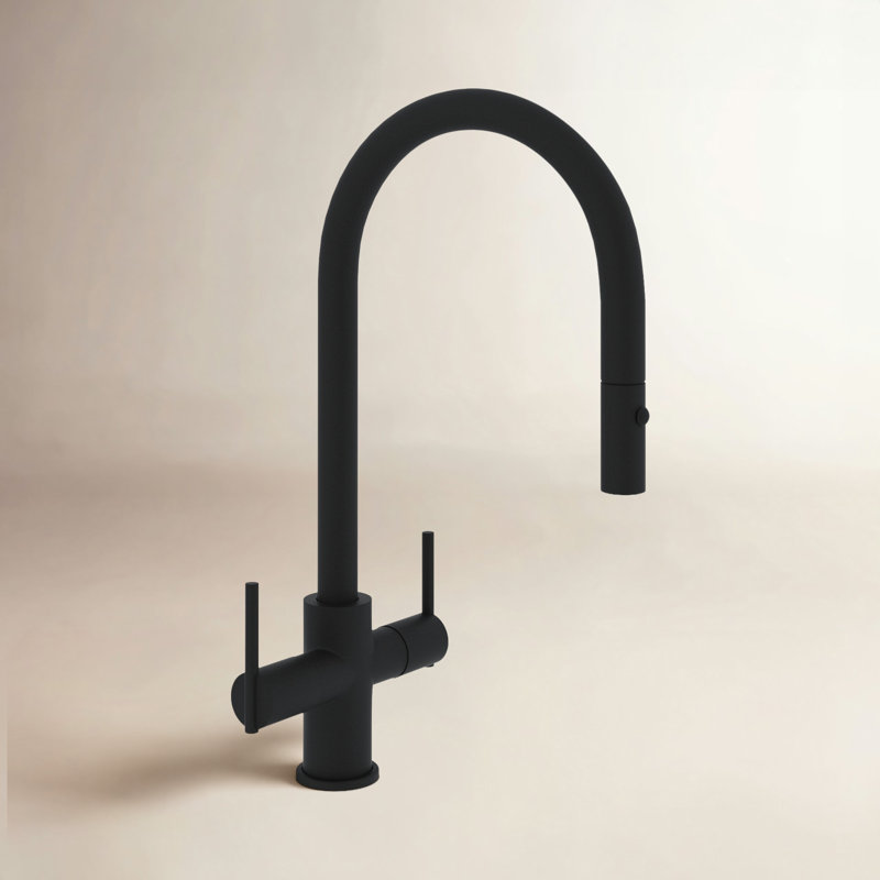 Pirellone 2 Lever Pull Down Kitchen Faucet, Matte Black