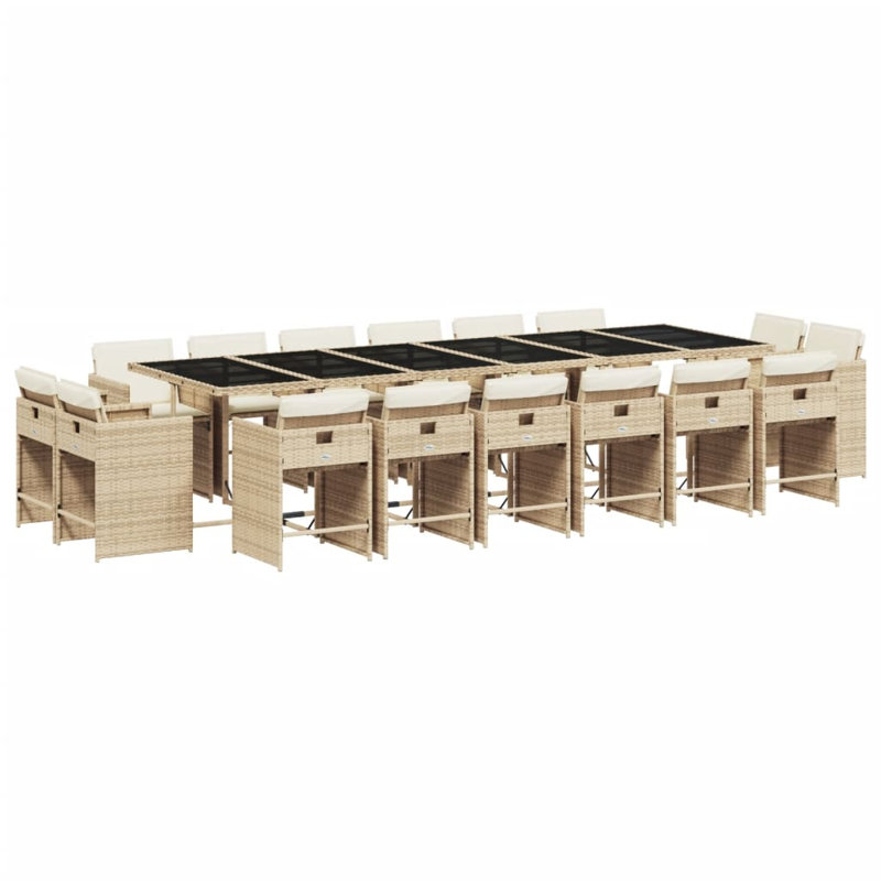  Patio Dining Set Set Of 16 Beige, Black, Cream White, Beige