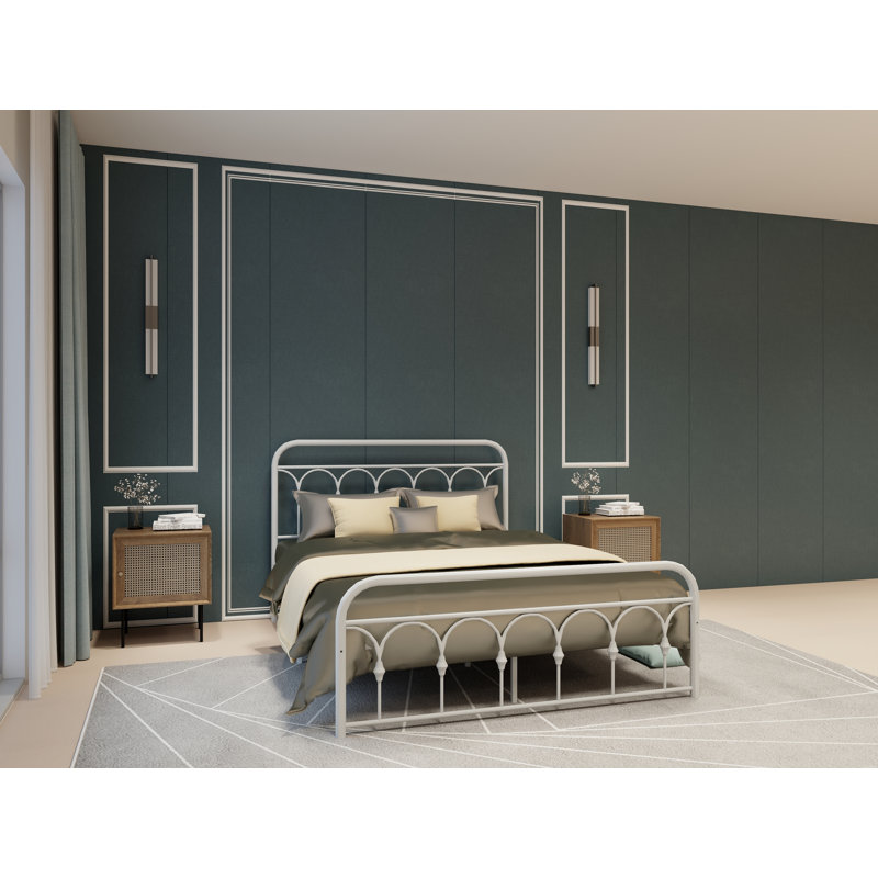 Nadeem Metal Platform Bed, Queen, White
