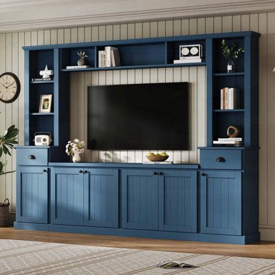 Minimalist Entertainment Wall Unit with Adjustable Shelves