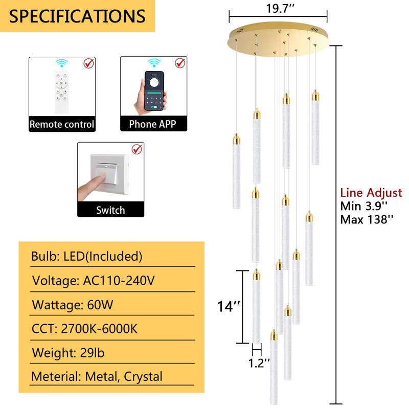 Matildia 12 - Light LED Tiered Chandelier, Gold
