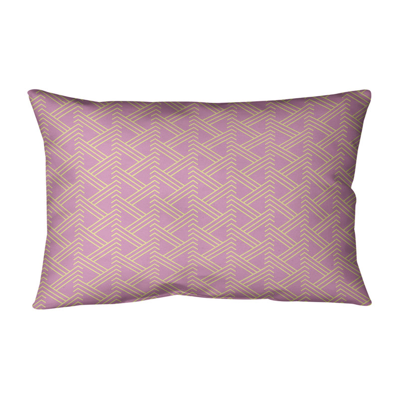 Coussin lombaire à motif Zig Zag, H 14 po x l 20 po, Pas de bourre, Rose/jaune