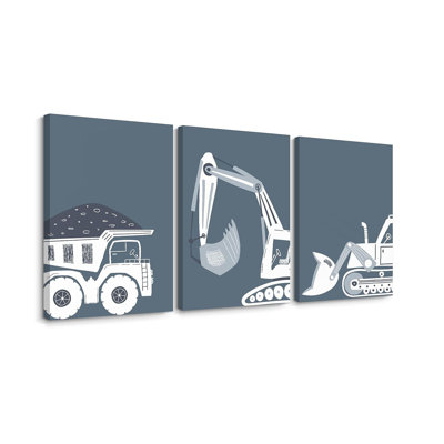 Construction Truck Wall Art Decor Toddler Boys Room Canvas Posters Tractor Vehicle Wall Art Nursery Pictures Prints Dump Truck Wall Art Kids Playroom Artwork For Bedroom 16X24x3 Inch Wrapped Canvas