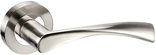  5 Sets Twist Astrid Style Modern Door Handles on Round Rose in Dual Finish with Latch