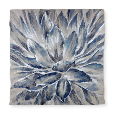 Blue Gray Flower Queen Duvet Cover - Classic Contemporary Style