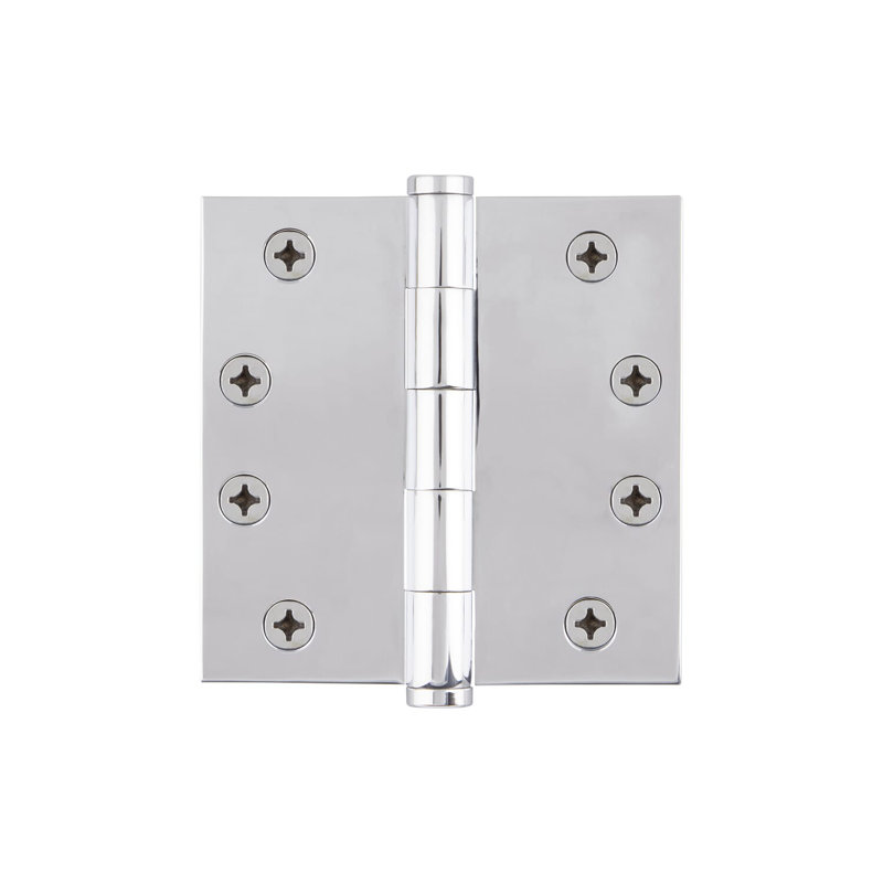 Charnière de porte simple 4 po H x 4 po, Chrome brillant