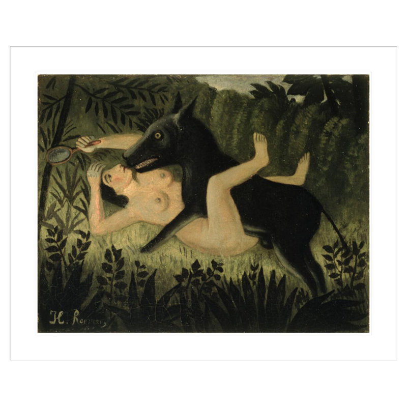 Beauty and the Beast by Henri Rousseau -Framed Giclee Print, 33.5" H x 40.83" W