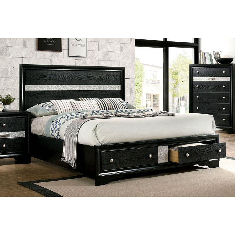 1pc lit grand contemporain noir 1pc