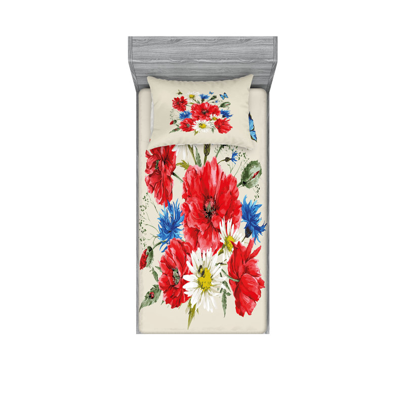 Multicolore drap-housse et coussin décoratif Ambesonne, Ensemble de draps-housses pour lit simple + 2 taie