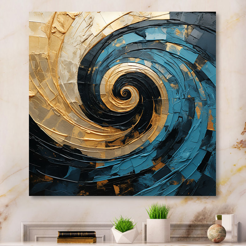 - Reproduction d'art abstrait en métal spirales abstraites, H 16 po x l 16 po x P 1 po