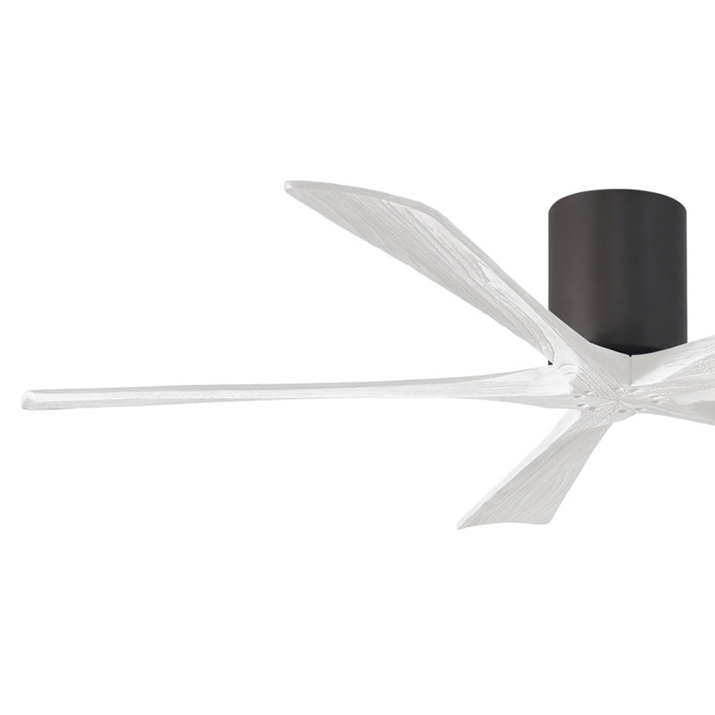 60" Irene 5-Blade Hugger Ceiling Fan with Wall Remote, Textured Bronze, 60", Matte White