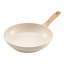 3 Piece Frying Pan Aluminium Skillet Set 20.3 22.9 27.9 cm Handle Pre-Seasoned Beige