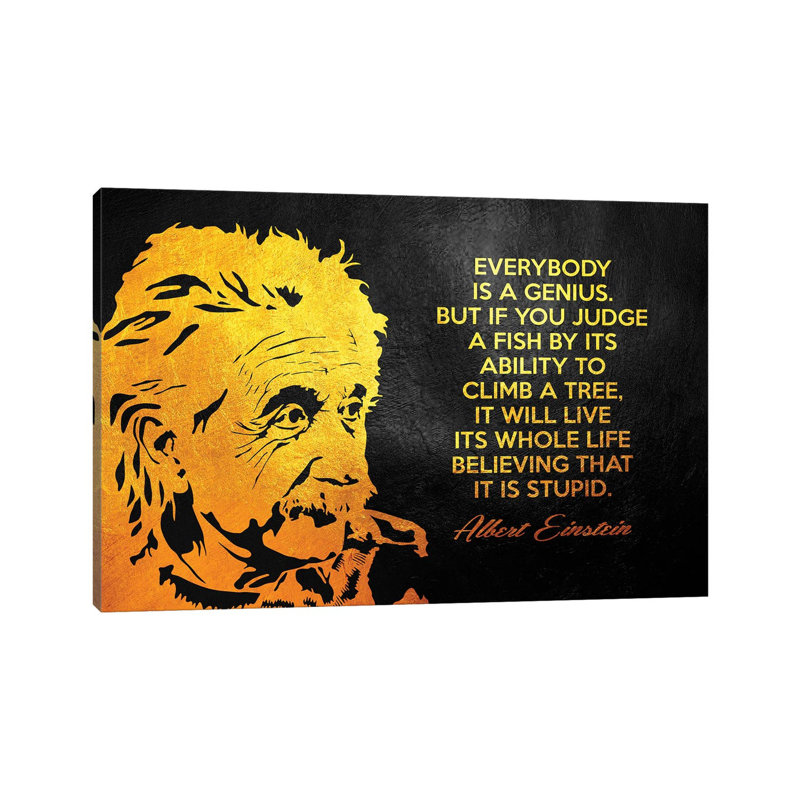 Albert Einstein Genius Quote by Adrian Baldovino - Wrapped Canvas Print, 66.04 cm H x 45.72 cm W x 1.91 cm D
