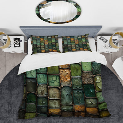 Ensemble de housse de couette Green Stones Tiles II - Abstract Tile