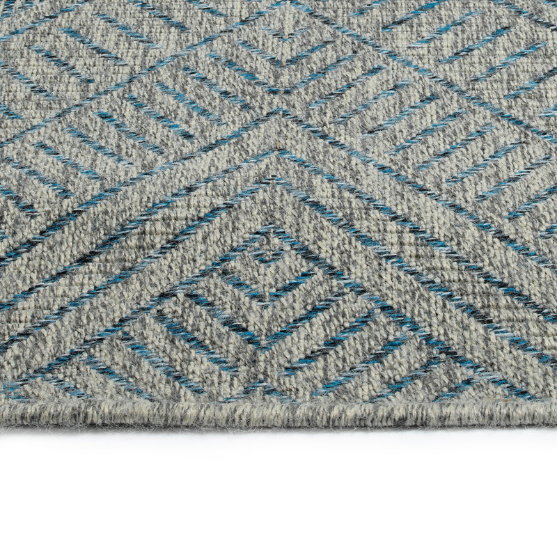 Modern Transitional Geometric Southwestern Textured High-Low Cut & Loop Rug, Runner 2' x 6'