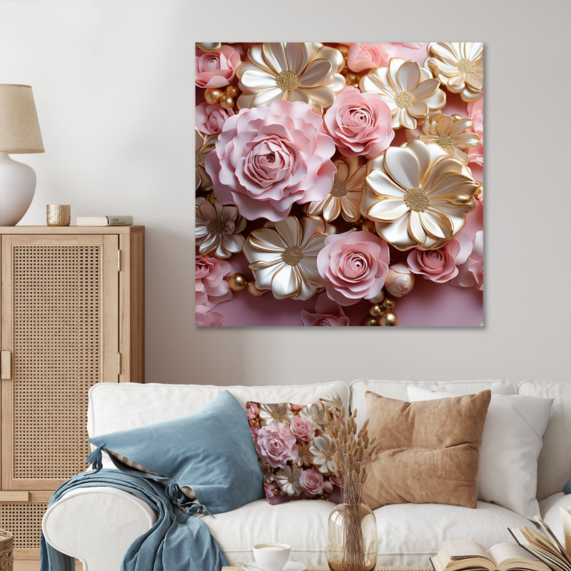 Impression sur toile Tender White and Light Pink Flower, H 36 po x l 36 po x P 1,5 po, Toile tendue