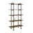 Rectangular Rustic Oak And Black 5-shelf Bookcase, Ideal For Displaying Books Collectibles Metal Base Enhances Bedroom Storage Style