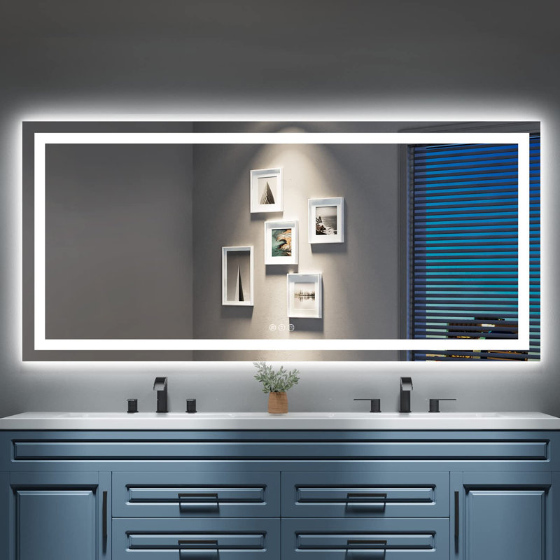 Miroir de salle de bain sans cadre Akilan, 77 po x 36 po