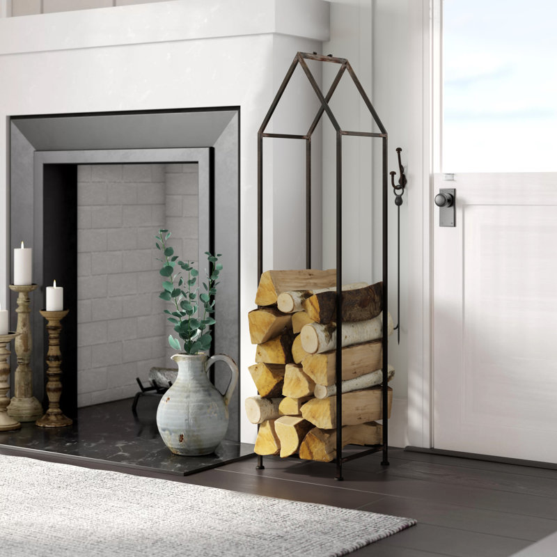 30.8cm W Metal Log Rack, Black