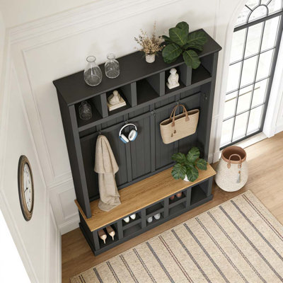78''H Hall Tree with Wide Storage Seating Bench