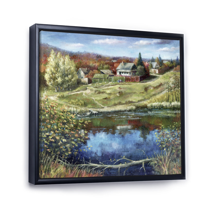 Paysage champêtre dans un paysage d'automne, reproduction d'art sur toile, H 30 po x l 30 po x P 1 po, Cadre flottant noir