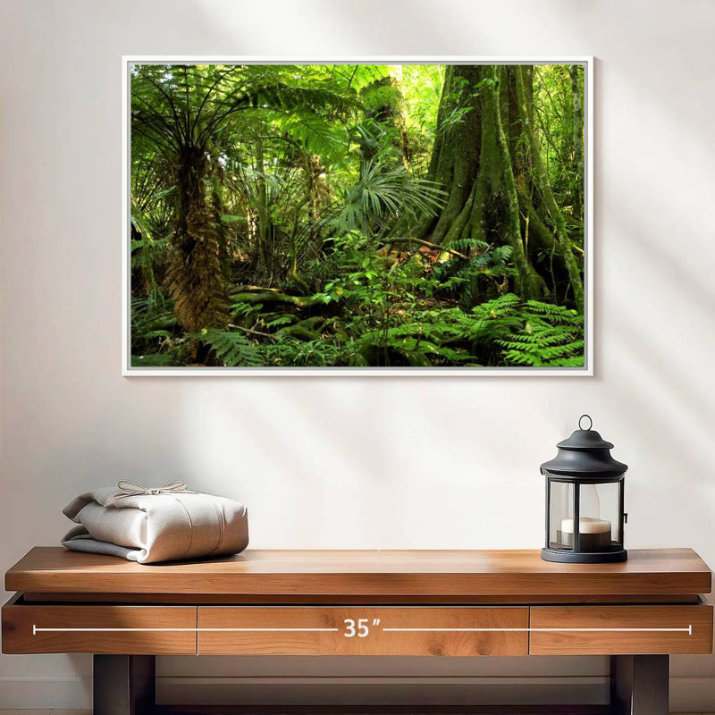 Jungle Ferns Forest, Cadre flottant blanc, 25 po x 17 po