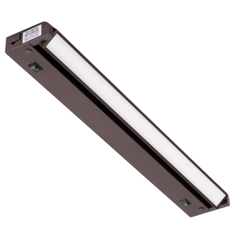 Éclairage sous-armoire pivotant à DEL de 12 po Inlight, 2 niveaux de couleurs, 2 700 K / 4 000 K, à intensité variable avec gradateurs muraux, à brancher uniquement, finition bronze, IN-0109-2-BZ
