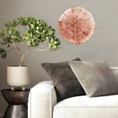 12" Round Tempered Glass Wall Clock with Silent Quartz Movement