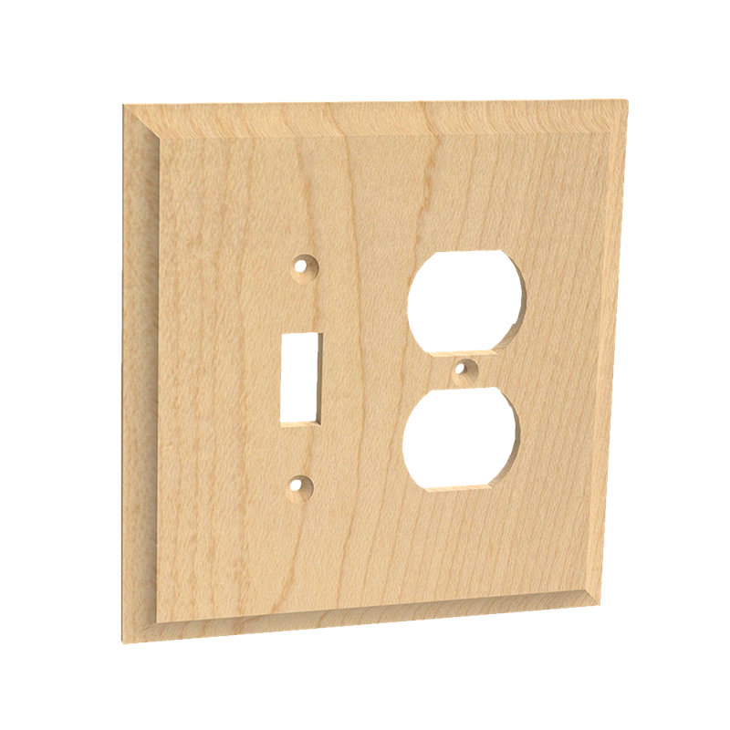 Plaque murale combinée 4 prises, Érable dur