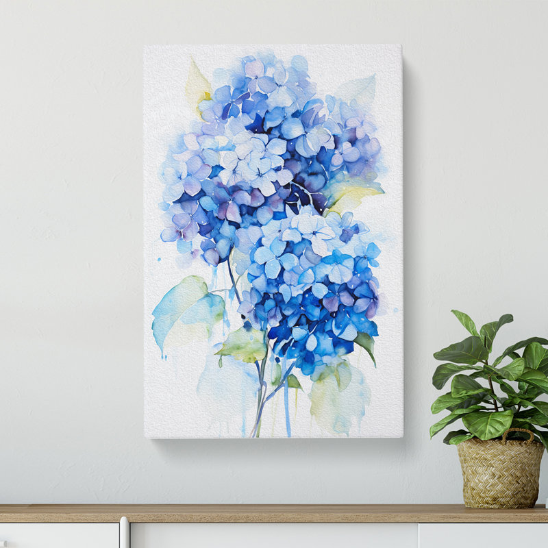 Hydrangea Gestural No.2 - No Frame Print, 60cm H x 40cm W x 3cm D
