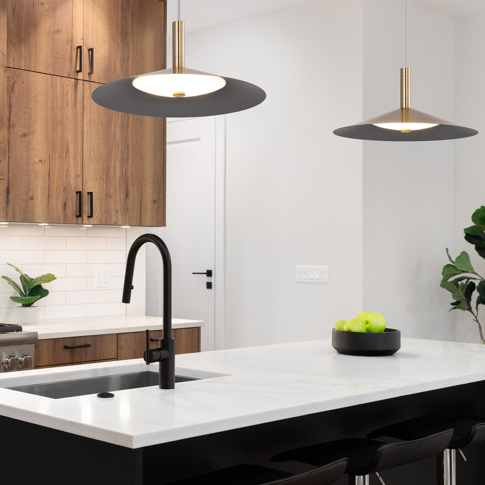 Vicente Dimmable LED Single Light Pendant, 151.13" H x 14" W x 14" D, Burnished Brass