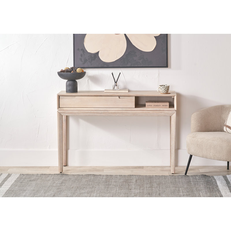 Takierra 120cm Solid Wood Top Console Table, White Sand