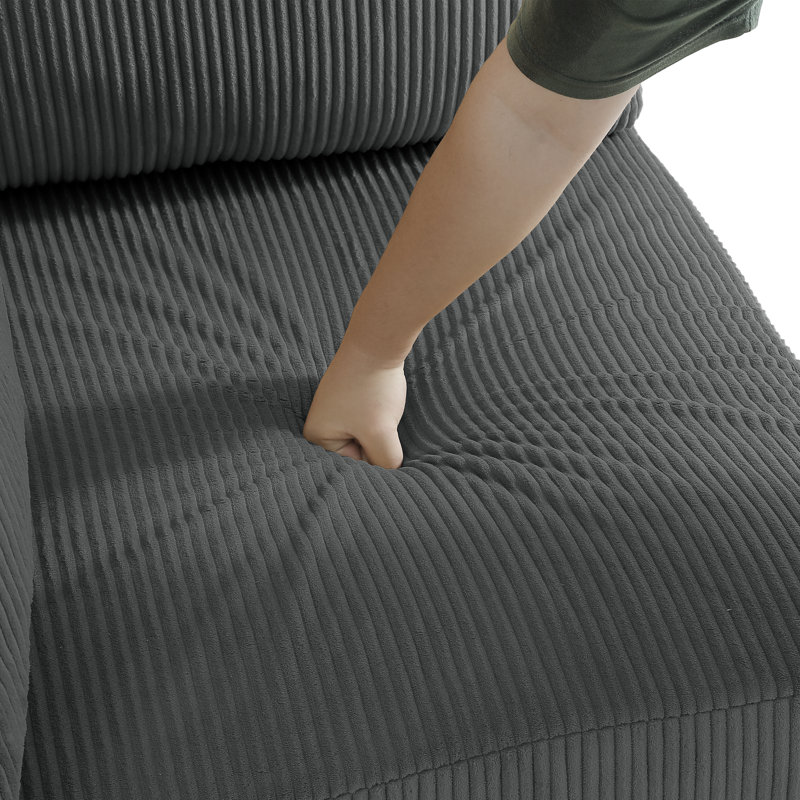 Fauteuil rembourré en velours côtelé gris Seemab, Gris