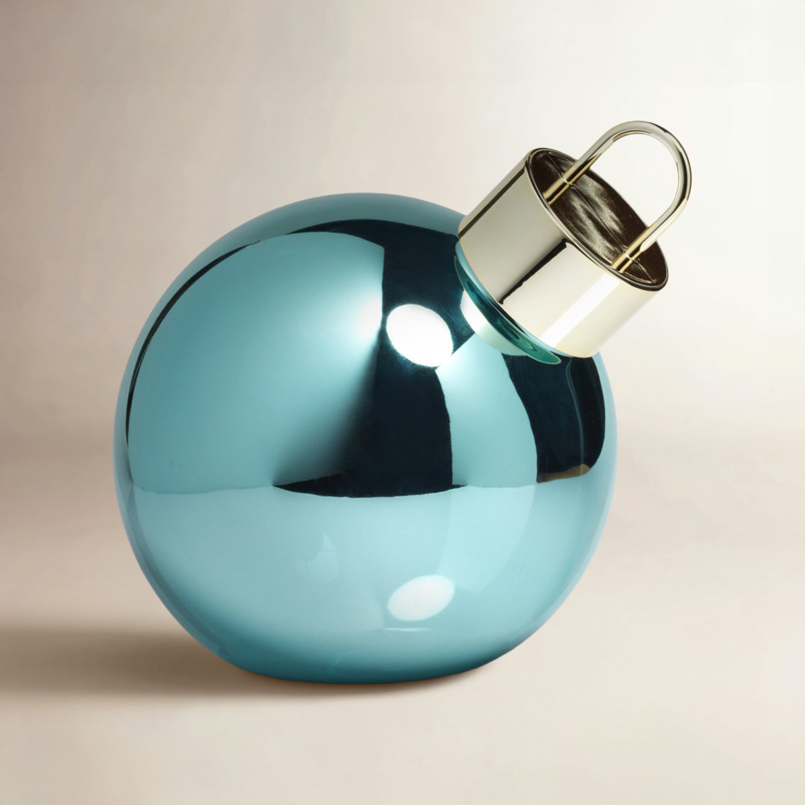 Lighted Glass Slanted Ball Christmas Ornament, 9.75" H x 9.75" W x 9.75" D, Blue