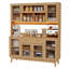 Armoire de cuisine 71 po H 59,8 po avec lumière DEL, armoire de rangement avec huche et tablette à micro-ondes, portes en verre cannelé-1499982515