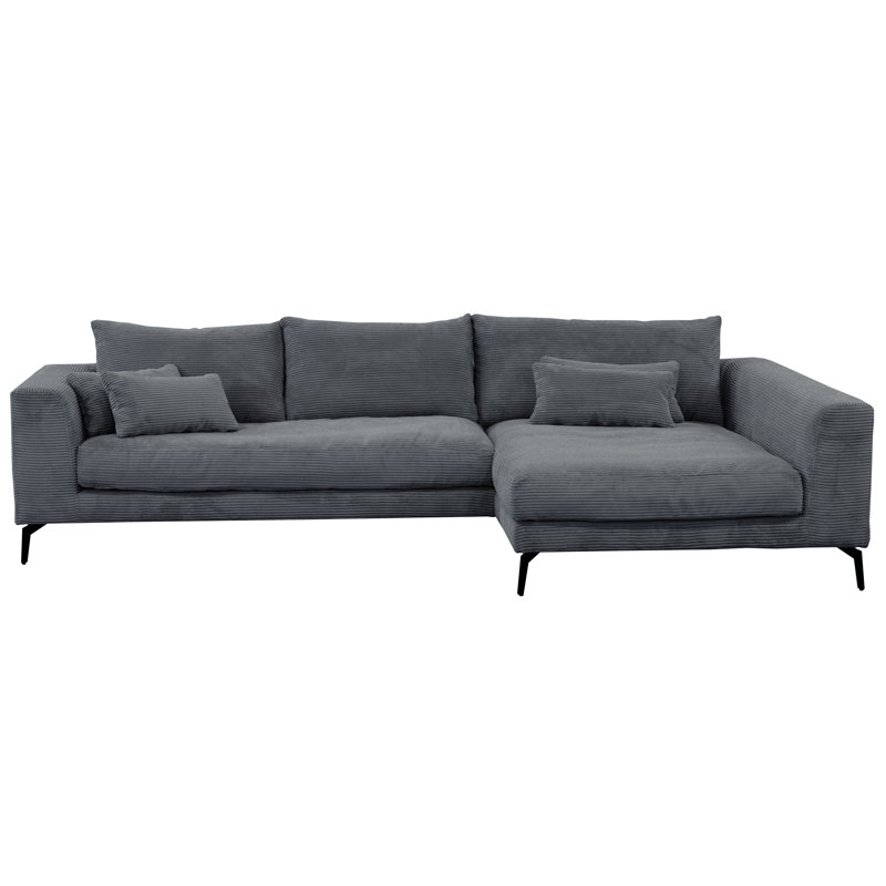 Cahoe Corner Sofa in Cord Fabric, Right Hand Facing, Corduroy, Antracite