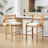 Stylish Farmhouse Upholstered Solid Wood Barstools With Metal Stirrups, Low Barstools With Cutout Solid Wood Backs Set Of 2-1293900877