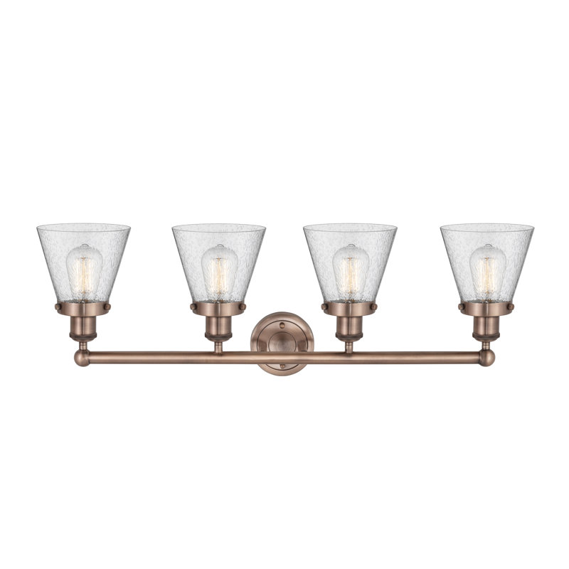 Éclairage pour meuble-lavabo de salle de bain 4 lumières Edison Cone, Grainé, Cuivre antique