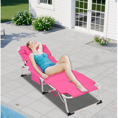 Chaise de bronzage 3 en 1 robuste avec trou pour le visage Chaise longue réglable à 5 positions pour l'extérieur