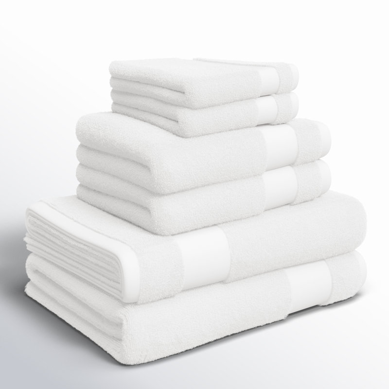 Berner 6 Piece 100% Cotton Midweight Multi-Size Towel Set, White