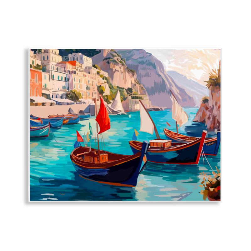 Art mural "Capri Boat Marina View" par Amelia Noyes