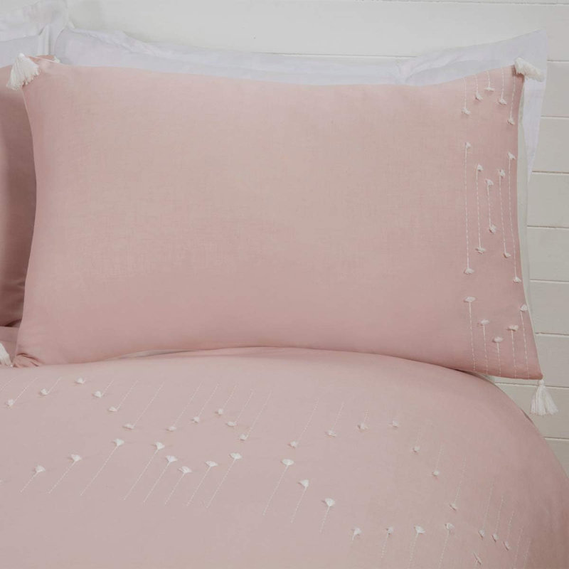 Cotton Blend Bedding, Super King Duvet Cover + 2 Pillowcases, Pink