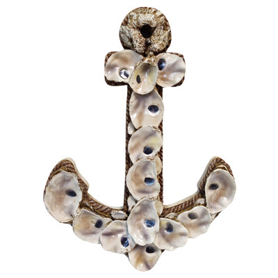Emaria Polyresin Faux Oyster Shell Anchor Outdoor Hanging Wall Décor
