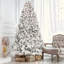 Arbre de Noël floqué avec 300 lumières UL et 27 pommes de pin naturelles - pointes en PVC enneigées, 600 pointes, structure à charnières, support en métal stable, installation facile-427351665