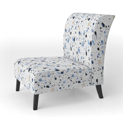 Modern Accent Chair - blue and cream bubble Cream Slipper Chair