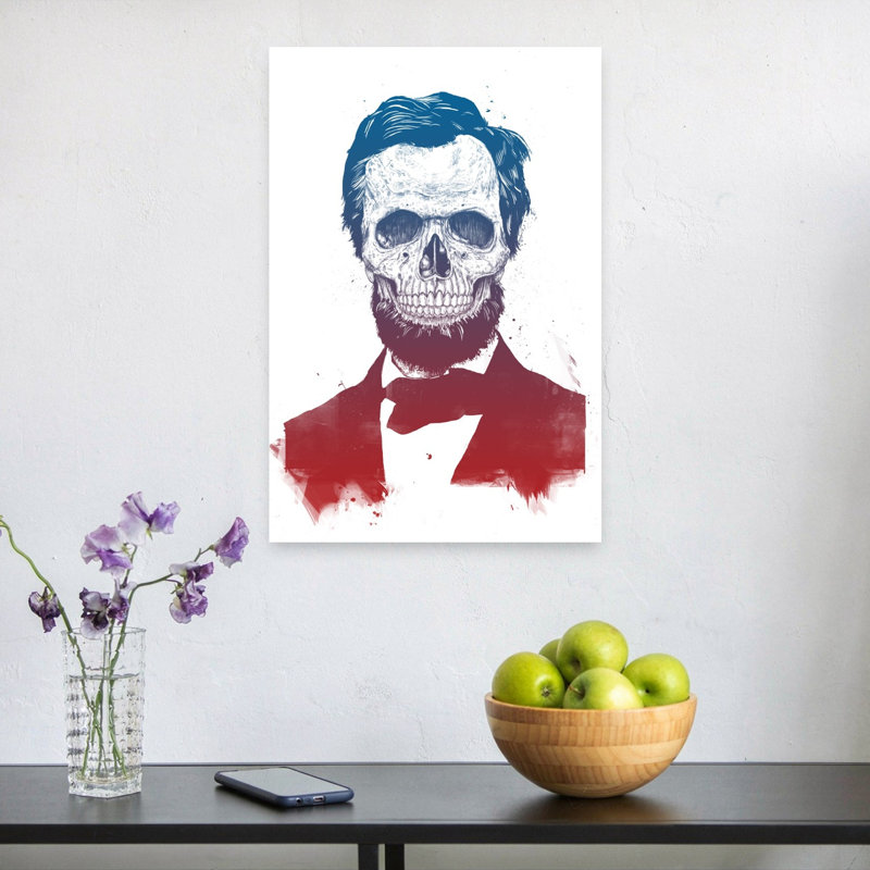 Affiche murale patriotique contemporaine représentant le crâne de Lincoln, H 24 po x l 16 po